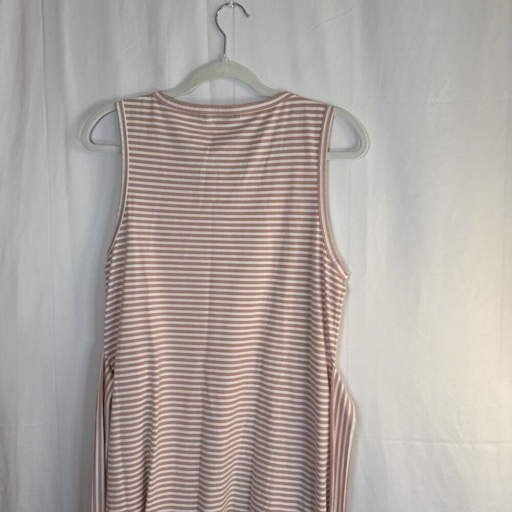 Merokeety Pink Striped Sleeveless Belted Dress Size Medium Preowned - Picture 8 of 12